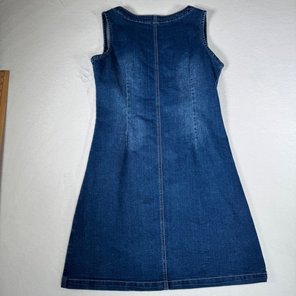 Classic Sleeveless Denim Midi Dress - Blue - Picture 3 of 7